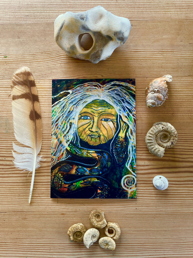 Snake Crone of the Pathways Greeting Card image 0